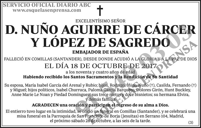 Nuño Aguirre de Cárcer y López de Sagredo